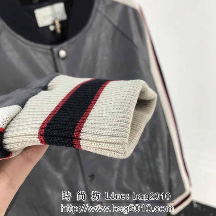 GUCCI古馳 18ss秋冬新款 背後G家經典方塊logo 鏤空設計Pu皮衣 男女同款 ydi1411